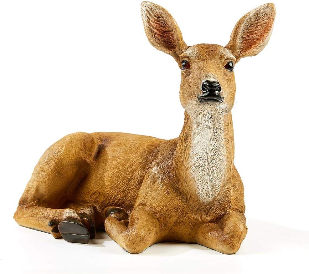 Resin Doe Statue Figurines Female Deer Animal Sculpture Gift Home Decor,Office or Outdoor Garden Statue Woodland Decoration