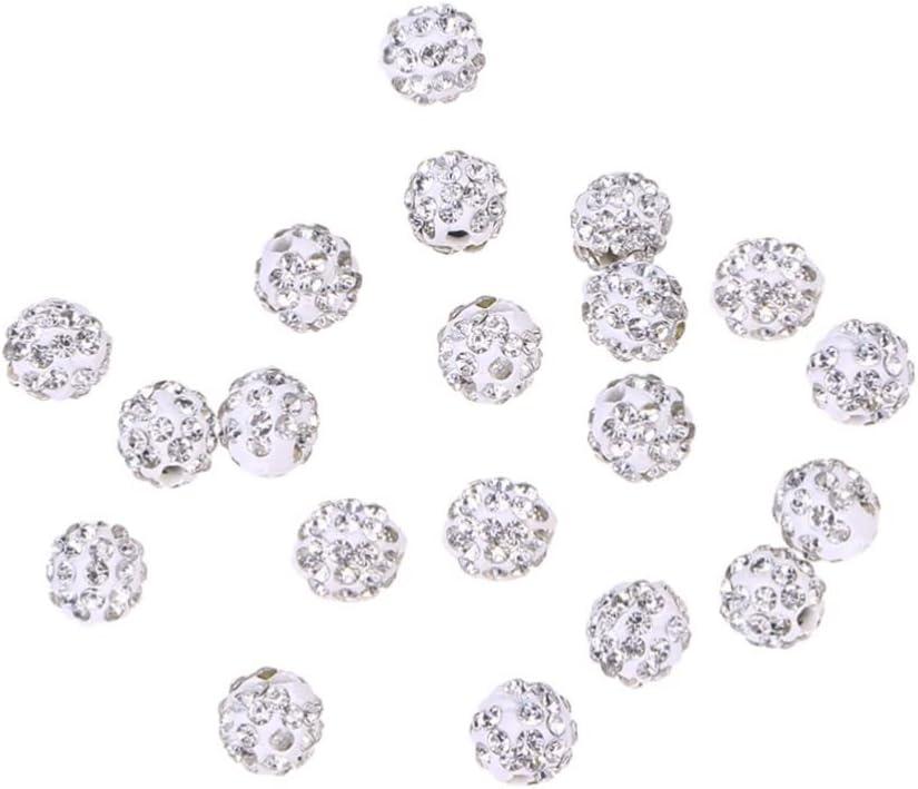 Operitacx Luxury Jewelry Making 20pcs 8mm Round Drilling Balls Clay Czech Disco Balls DIY Beads Spacer Beads
