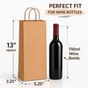 Kraft Wine Gift Bags with Handles 50 Pack Brown Paper Wine Bottle Bags, 5.25" x 3.25" x 13" (Brown Kraft)
