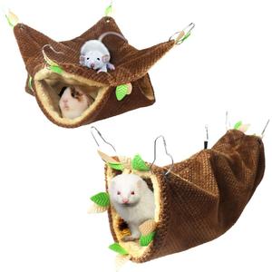 LEFTSTARER Guinea Pig Ferret Rat Hammock Toy Small Animal Cage Accessories Hideout Tunnel & Bunkbed Hammock for Rat Ferret Guinea Pig Hamster Sugar Glider Chinchilla, 1.Forest Hammock Set