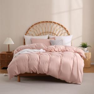JSD Dusty Pink Duvet Cover Set Twin Size, 2 Piece Microfiber Kids Duvet Cover with Pillow Sham, Zipper Closure, Comforter Not Included