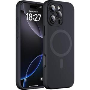 Magnetic for iPhone 16 Pro Max Case, Compatible with MagSafe, Full Camera Protection, Military-Grade Protection 3.0mm Thicken Silicone Phone Cover for 16 ProMax 6.9", Black