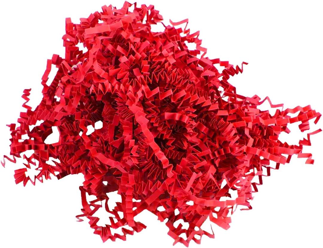 Paper Shred Filler - 1/2LB Red Crinkle paper filler, Crinkle Cut for Gift Wrapping, Basket Filling, Birthdays, Weddings, Anniversaries, Valentine's Day, and Other Occasions