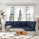 ALIECOM Blue Sectional Couch Covers, 100% Waterproof High Stretch Sofa Slipcovers Soft Washable Couch Cushion Covers Sofa Covers for Kids/Pets (5 Seat and 6 Backrest Covers, Navy)