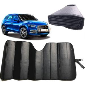 GWUSKDT Car Windshield Sunshade, Sun Protector, Foldable Front Window Shade-Thickened 5-Layer Bubble for Auto Windshield UV Protection and Heat Reflector 58"x 27.5" (Black)