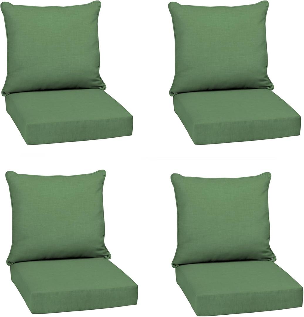 Arden Outdoor Deep Seat Cushion Set (4-Pack), 24 in x 24 in, Weather-Proof, Rain-Proof, Fade Resistant Patio Cushion for Chair, Sofa, and Couch Bright Moss Green Leala
