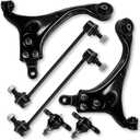6Pcs Front Lower Control Arms Ball Joint Sway Bar End Compatible with Fit for Hyundai Elantra 2009 2010, Elantra Models with 2.0L Engine 2011 2012, Replace OE# K641580 K641581 K500074 K750032