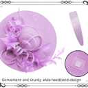 dressfan Fascinator Hats for Women,Linen Vintage Feather Headwear for Derby/Church/Wedding/Cocktail/Tea Party (Purple)