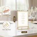 EHWINE 12 Pack Acrylic Sign Holder 4 x 6, Double Sided Gold Picture Frame Stand up Table Top Sign Holders, Clear Display Stand Menu Flyer Holder for Wedding Party