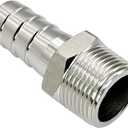 Stainless Steel Hose Barb Fitting 3/4" Hose Barb to 3/4" NPT Male Thread Connector Hex Adapter Air Water Fuel (Pack of 2)