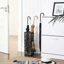 SONGMICS Umbrella Stand, Umbrella Holder for Entryway, Steel Square Umbrella Rack Organizer Freestanding, for Canes Walking Sticks, with a Detachable Drip Tray, 4 Hooks, Black ULUC48B
