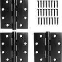 3-Pack Black 4"x 4.5" Thickened Heavy Duty Hinges, Silent Steel Plain Bearing Door Hinges - Matte Finish, 4-1/2 Inch Ball Bearing Door Hinges Thickness 3 mm Square Corners, with 24 Screws