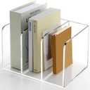 YUXUN Acrylic Desk File Organizer - 3 Section Vertical File Folder Rack, Clear Desktop Sorter for Home/Office/Classroom, Holds Magazines, Binders, Notebooks, Envelopes & Documents