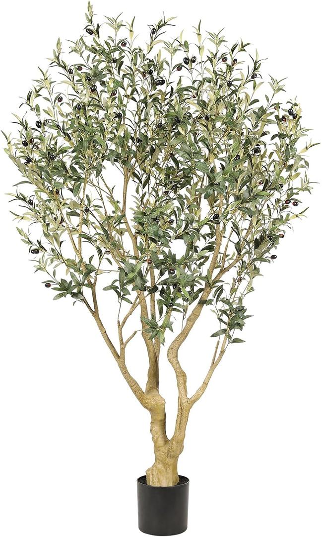 Realead 6ft Olive Trees Artificial Indoor - Large Faux Olive Tree with Realistic Leaves and Olives - Full and Grand Design Fake Olive Tree with Sturdy Base for Indoor Outdoor Office Decor
