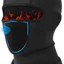 One-Piece-Design Kids Balaclava Ski Mask Fleece Winter Full Face Head Cover for Boys Girls-Cold Weather Ski Outdoor Windproof (Black)