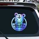 Cute Koalas Baby On Board High Intensity Reflective Car Sticker, Kids Princess In Car Warning Caution Sign Decals for Car Window 6"x7" (Sticker-Z-Holographic Blue)