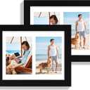 8.5x11 Picture Frame Set of 2, Black Certificate Document Frames with Glass Collage Frame, Display Pictures Two 5x7 With Mat or 8.5 x 11 Without Mat - Horizontal or Vertical Wall Mounting