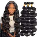 Body Wave Bundles Human Hair 28 30 32 Inch Unprocessed Brazilian Hair Extensions Natural Black Soft And Healthy Body Wave Human Hair Bundles 50 Grams Per Bundle Deals