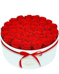 40 Forever Flowers in a Luxury Suede Box, Preserved Roses Birthday Gifts for Women, Romantic Anniversary Wedding Gifts for Women Her Girlfriend Wife, Red
