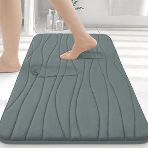 Buganda Memory Foam Bathroom Rug Mat 36x24, Extra Soft and Absorbent Bath Mats, Non-Slip and Machine Washable Bath Rugs for Bathroom Floor,Tub and Shower, Grey