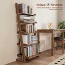 AQIMUELE Walnut Wooden Ladder Shelf with Edges, 5-Tier Modern Leaning Bookshelf Ladder – Stylish Space-Saving Bookcase for Living Room, Bedroom & Home Office