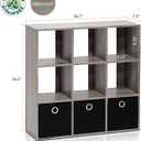 Furinno Simplistic 9-Cube Organizer with Bins, Small Size (Assembled unit dimensions : 7.9"D x 26.5"W x 26.7"H inches), French Oak/Black