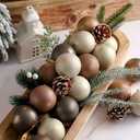 Yunlly 12 Pcs Textured Christmas Ball Ornaments 2.36'' Neutral Christmas Tree Decor Modern Vintage Brown Hanging Decor Shatterproof Home Ornaments for Rustic Large Farmhouse (Earth Color)