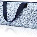 Quilted Mahjong Carrying Bag 21 x 9.8 x 3.1 Inches Portable Mahjong Bag American Tiles Bags Blue Printed Floral Quilted Carrying Organizer for Women Gift(Floral,Dark Blue)