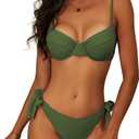 American Trends Bikini Sets for Women High Cut Two Piece Swimsuit 2 Piece Bathing Suits Underwire Swim Suit (Large, Green)