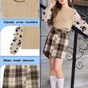 Girl Clothes Girls Outfits Flare-lace Sleeve Top and Plaid Skirt Dress Fall Winter 2Pcs Girls Clothes 6-14T (11-12 Years, Apricot)
