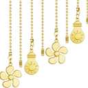 Ceiling Fan Pull Chain Kit - 4PCS 12 Inch Extender With Bulb and Fan Pattern Pendant, Brass Connector (Brass)