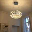 Crystal Chandelier for Dining Room Dimmable LED Ceiling Light Fixture Height Adjustable Chandliers for Kitchen Island Entrance Hallway Black, W12"