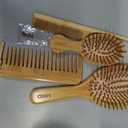 MRD Hair Brush Set, Natural Bamboo Comb Paddle Detangling Hairbrush, Wide-tooth and tail comb No Bristle, Suitable for Women Men and Kids Thick/Thin/Curly/Dry Hair Gift kit