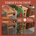 6FT Christmas Garland with Lights, Real Touch Norfolk Pine Garland with Pinecone Red Berry Bells, Faux Cedar Garland for Mantle Table Stairs Front Door Indoor Decor