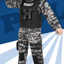 Luucio SWAT Police Costume for Kids, Kids Police Costume for Boys with SWAT Vest, Halloween Gifts for Boys 3-12, L