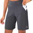 SANTINY Women's Athletic Bermuda Shorts High-Waisted Long Shorts for Women Running Yoga Lounge with Pockets (Gray, XL)