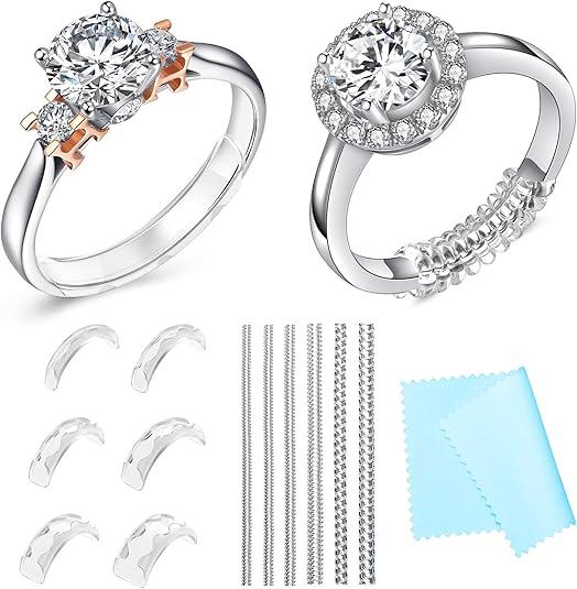 Haiou Invisible Ring Size Adjuster for Loose Rings  Transparent TPU Jewelry Tightener to Resize Ring Smaller, NonSlip Ring Guard Clip for Women Men, 6 EasyClip & 6 Coil Adjusters