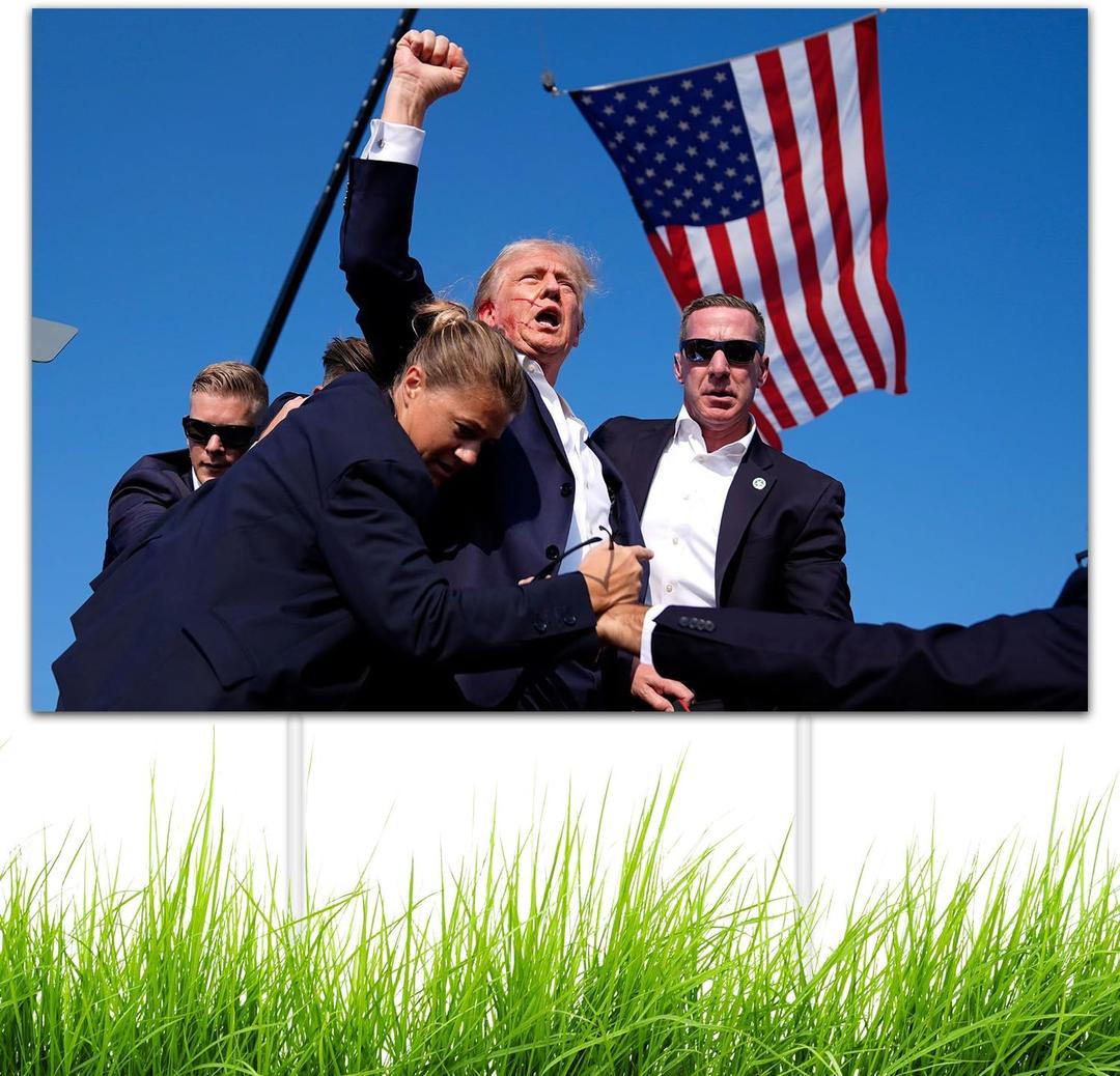 Oilkas Trump Yard Signs 2024 - Trump Fight Yard Signs with Stake, Trump Signs for Yard Lawn Garden 24x16inb 3Pcs