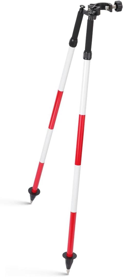 Aluminum Bipod monopod for Leveling Staff and Prism Poles (Red and white)