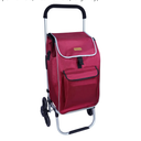 MeetYr Life Grocery Cart Foldable Aluminum Frame Lightweight and Rust-Resistant with Climbing Tricycle Wheels Removable Bag and Luggage Elastic for Supermarkets, Flea Markets(Burgundy)