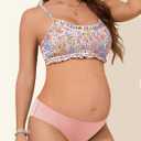 Summer Mae Ruffle Maternity Swimsuit Two-Piece Low Rise Bikini Shirred Smoked Pregnancy Bathing Suit (Pink) 10