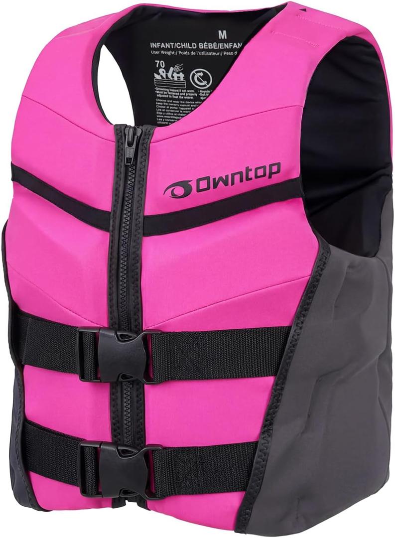 Owntop Swim Vest Youth Kids | Lightweight & Quick-Dry | Adjustable Buckles & Zipper | Kayak, Swimming Training, Boating - Watersports | Fit for 50-125 lbs, Teen