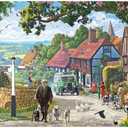Bits and Pieces 500 Piece Jigsaw Puzzle for Adults The Country Bus - Small Town in The English Countryside Jigsaw Puzzle by Artist Steve Crisp, Completed Puzzle Size: 18" x 24"