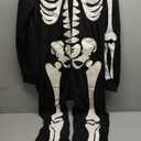 Gomukot Direct Women Men Skeleton Costume Adult Glow in the Dark Skeleton Jumpsuit for Halloween Costume, L