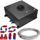 Universal 15 Gallon 60L Fuel Cell Polished Aluminum Fuel Tank with Cap/Level Sender/12FT Oil Feed Line Black