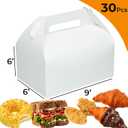 30 Pack 9x6x6 Large Gable Gift Boxes White Party Treat Boxes Disposable Lunch Box Togo for Treats Meals Cookies Favors Goodies Gifting Baked Goods