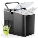 OLIXIS Nugget Ice Maker Machine with Handle,26lbs in 24Hrs,9 Ice Cubes in 6 Mins,Auto-Cleaning Portable Ice Maker with Basket and Scoop, Countertop Ice Maker for Home/Kitchen/Camping/RV, Black