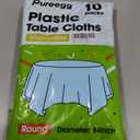 Pureegg Plastic Table Cloth Disposable 10 Pack, 84'' Round Table Cloths, Easter Party, Picnic, Wedding, Decorative Tablecloths, Round, Baby Blue Plastic Cover, Leakproof & Sturdy, Light Blue