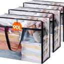 Lifewit 3 Pack Clear Clothes Storage Bags, 90L Plastic Blanket Storage Bag, Vinyl Foldable Moving Bags with ZipperCloset Organizers and Storage Containers for Comforter, Bedding, Duvet, Pillow (90L)