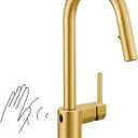 Moen Align Brushed Gold Motionsense Wave One-Sensor Touchless One-Handle High Arc Modern Pulldown Kitchen Faucet with Reflex Docking System, 7565EWBG